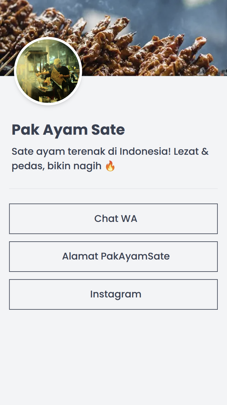Contoh bio link usaha makanan sate dengan link WhatsApp dan Instagram
