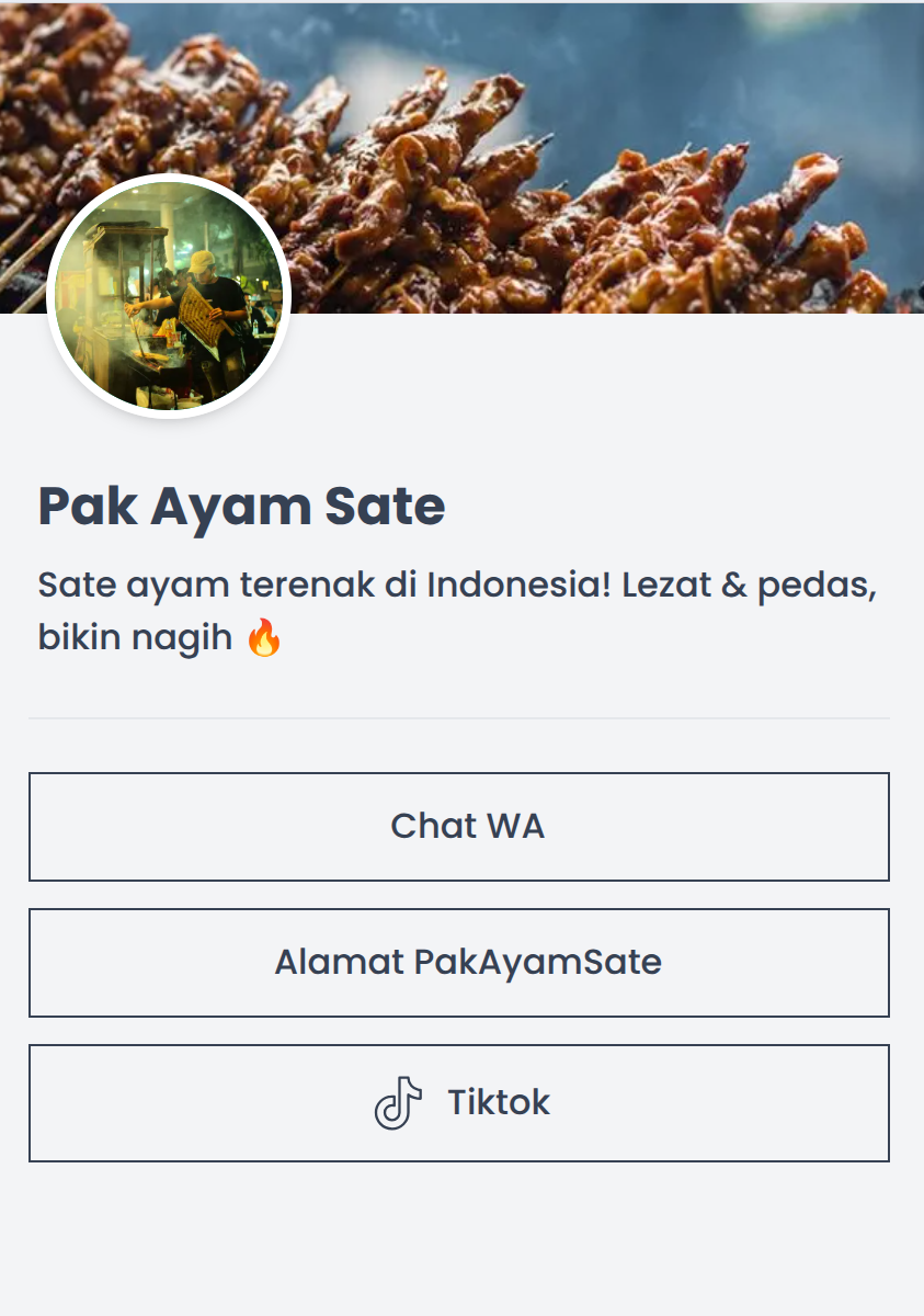 Contoh bio link untuk kreator TikTok dengan link WhatsApp, alamat, dan TikTok